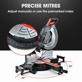 NNEMB 305mm Dual Bevel Sliding Compound Mitre Drop Saw and Adjustable Stand Combo