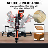 NNEMB 305mm Dual Bevel Sliding Compound Mitre Drop Saw and Adjustable Stand Combo