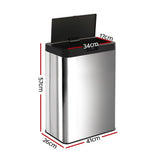 NNEDSZ Stainless Steel Sensor Bin Rubbish Trash Bins Motion Automatic Touch Free 50L