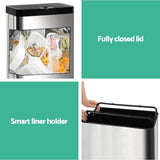 NNEDSZ Stainless Steel Sensor Bin Rubbish Trash Bins Motion Automatic Touch Free 50L