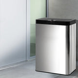 NNEDSZ Stainless Steel Sensor Bin Rubbish Trash Bins Motion Automatic Touch Free 50L