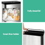 NNEDSZ Stainless Steel Sensor Bin Rubbish Trash Bins Motion Automatic Touch Free 70L