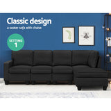 NNEDSZ Sofa Lounge Set 5 Seater Modular Chaise Chair Suite Couch Dark Grey