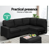 NNEDSZ Sofa Lounge Set 5 Seater Modular Chaise Chair Suite Couch Dark Grey