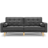NNEDSZ 1950mm 3 Seater Sofa Bed Recliner Lounge Chair Tufted Plush Fabric Dark Grey