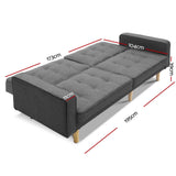 NNEDSZ 1950mm 3 Seater Sofa Bed Recliner Lounge Chair Tufted Plush Fabric Dark Grey