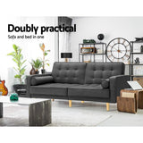 NNEDSZ 1950mm 3 Seater Sofa Bed Recliner Lounge Chair Tufted Plush Fabric Dark Grey