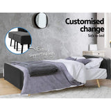 NNEDSZ 1950mm 3 Seater Sofa Bed Recliner Lounge Chair Tufted Plush Fabric Dark Grey