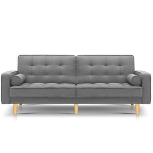 NNEDSZ 1950mm 3 Seater Sofa Bed Recliner Lounge Chair Tufted Plush Fabric Grey