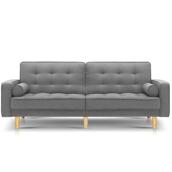 NNEDSZ 1950mm 3 Seater Sofa Bed Recliner Lounge Chair Tufted Plush Fabric Grey