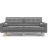 NNEDSZ 1950mm 3 Seater Sofa Bed Recliner Lounge Chair Tufted Plush Fabric Grey