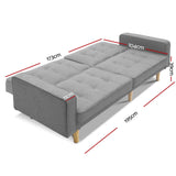 NNEDSZ 1950mm 3 Seater Sofa Bed Recliner Lounge Chair Tufted Plush Fabric Grey