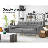 NNEDSZ 1950mm 3 Seater Sofa Bed Recliner Lounge Chair Tufted Plush Fabric Grey