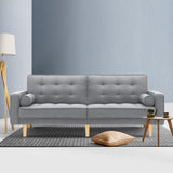 NNEDSZ 1950mm 3 Seater Sofa Bed Recliner Lounge Chair Tufted Plush Fabric Grey