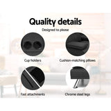 NNEDSZ Linen Fabric 3 Seater Sofa Bed Recliner Lounge Couch Cup Holder Futon Dark Grey