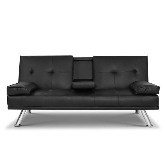 NNEDSZ Sofa Bed Lounge Futon Couch 3 Seater Leather Cup Holder Recliner
