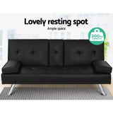 NNEDSZ Sofa Bed Lounge Futon Couch 3 Seater Leather Cup Holder Recliner