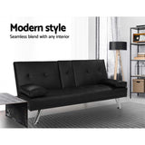 NNEDSZ Sofa Bed Lounge Futon Couch 3 Seater Leather Cup Holder Recliner