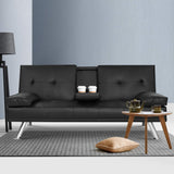 NNEDSZ Sofa Bed Lounge Futon Couch 3 Seater Leather Cup Holder Recliner