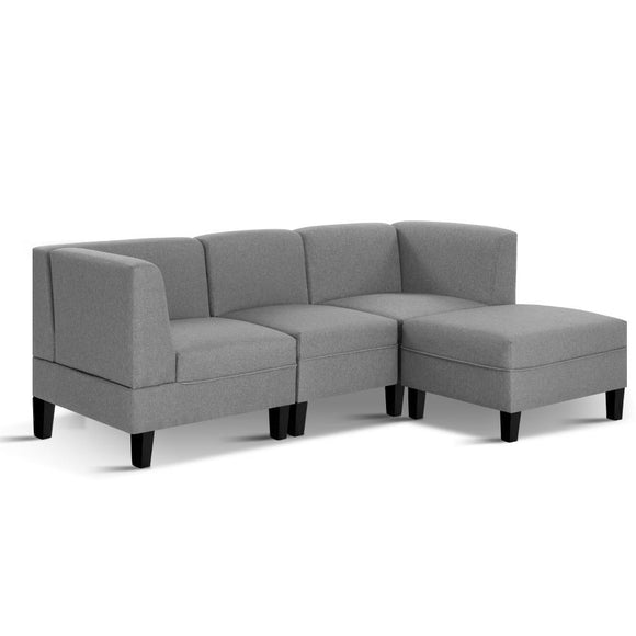 NNEDSZ 4 Seater Sofa Set Bed Modular Lounge Chair Chaise Suite Fabric