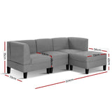 NNEDSZ 4 Seater Sofa Set Bed Modular Lounge Chair Chaise Suite Fabric