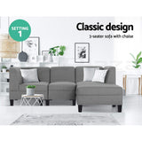 NNEDSZ 4 Seater Sofa Set Bed Modular Lounge Chair Chaise Suite Fabric