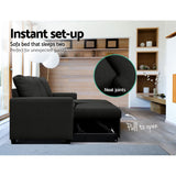 NNEDSZ 3 Seater Sofa Bed Storage Corner Fabric Lounge Chaise Couch Charcoal