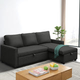 NNEDSZ 3 Seater Sofa Bed Storage Corner Fabric Lounge Chaise Couch Charcoal