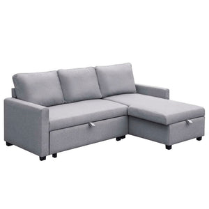 NNEDSZ 3 Seater Fabric Sofa Bed with Storage  - Grey