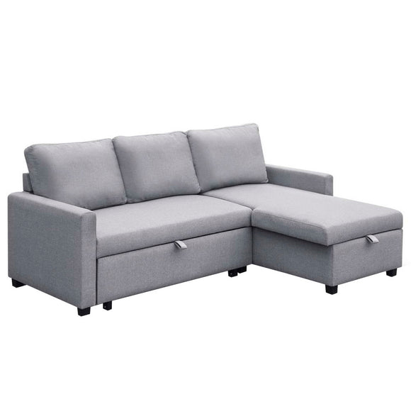 NNEDSZ 3 Seater Fabric Sofa Bed with Storage  - Grey
