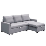 NNEDSZ 3 Seater Fabric Sofa Bed with Storage  - Grey