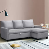 NNEDSZ 3 Seater Fabric Sofa Bed with Storage  - Grey