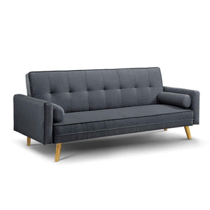 NNEDSZ 3 Seater Fabric Sofa Bed - Charcoal