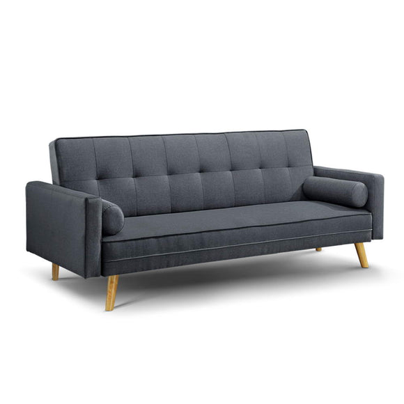 NNEDSZ 3 Seater Fabric Sofa Bed - Charcoal