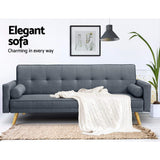 NNEDSZ 3 Seater Fabric Sofa Bed - Charcoal