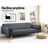 NNEDSZ 3 Seater Fabric Sofa Bed - Charcoal