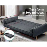 NNEDSZ 3 Seater Fabric Sofa Bed - Charcoal