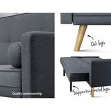 NNEDSZ 3 Seater Fabric Sofa Bed - Charcoal