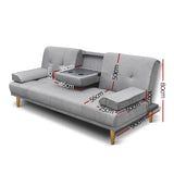 NNEDSZ 3 Seater Fabric Sofa Bed - Grey