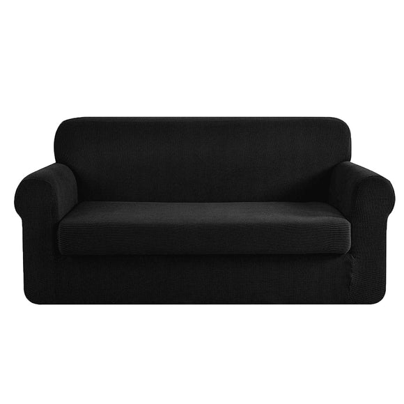 NNEDSZ 2-piece Sofa Cover Elastic Stretch Couch Covers Protector 3 Steater Black
