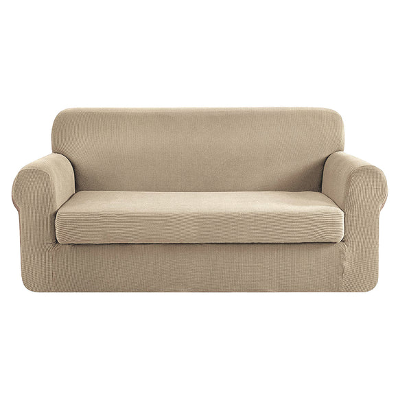 NNEDSZ 2-piece Sofa Cover Elastic Stretch Couch Covers Protector 3 Steater Sand