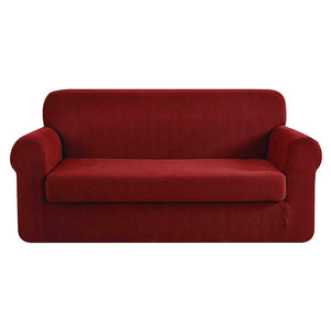 NNEDSZ 2-piece Sofa Cover Elastic Stretch Couch Covers Protector 3 Steater Burgundy