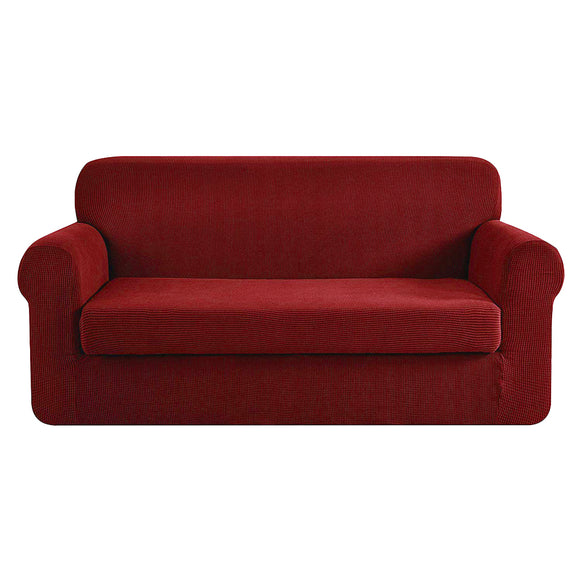 NNEDSZ 2-piece Sofa Cover Elastic Stretch Couch Covers Protector 3 Steater Burgundy