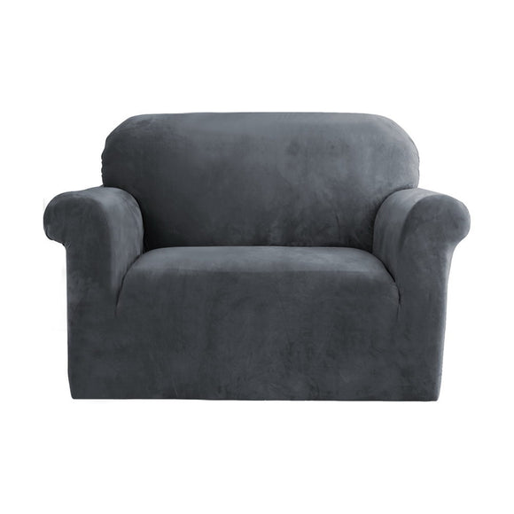 NNEDSZ Velvet Sofa Cover Plush Couch Cover Lounge Slipcover 1 Seater Grey