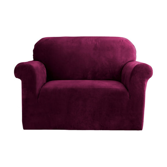 NNEDSZ Velvet Sofa Cover Plush Couch Cover Lounge Slipcover 1 Seater Ruby Red
