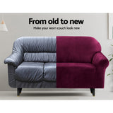 NNEDSZ Velvet Sofa Cover Plush Couch Cover Lounge Slipcover 1 Seater Ruby Red