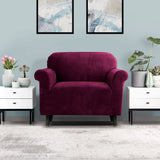 NNEDSZ Velvet Sofa Cover Plush Couch Cover Lounge Slipcover 1 Seater Ruby Red