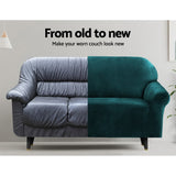 NNEDSZ Velvet Sofa Cover Plush Couch Cover Lounge Slipcover 2 Seater Agate Green
