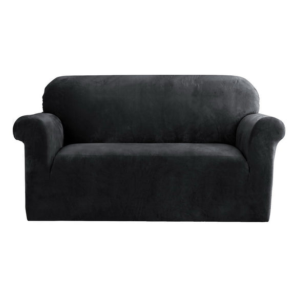 NNEDSZ Velvet Sofa Cover Plush Couch Cover Lounge Slipcover 2 Seater Black