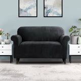 NNEDSZ Velvet Sofa Cover Plush Couch Cover Lounge Slipcover 2 Seater Black